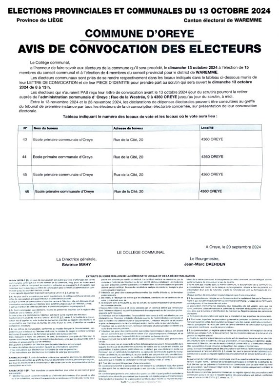 avis convocation electeurs