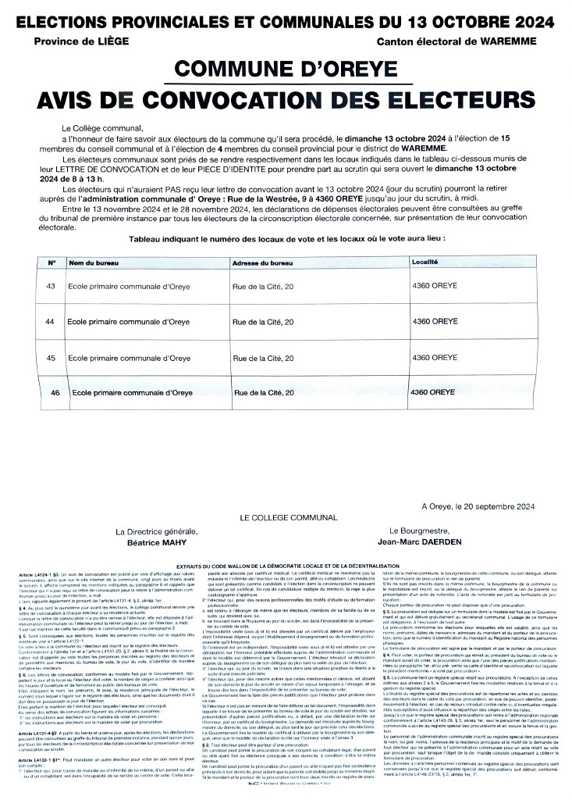 avis convocation electeurs